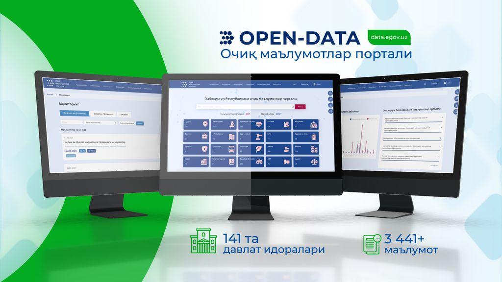 На Портал открытых данных загружено всего 3 441 информации от 141 государственного учреждения.